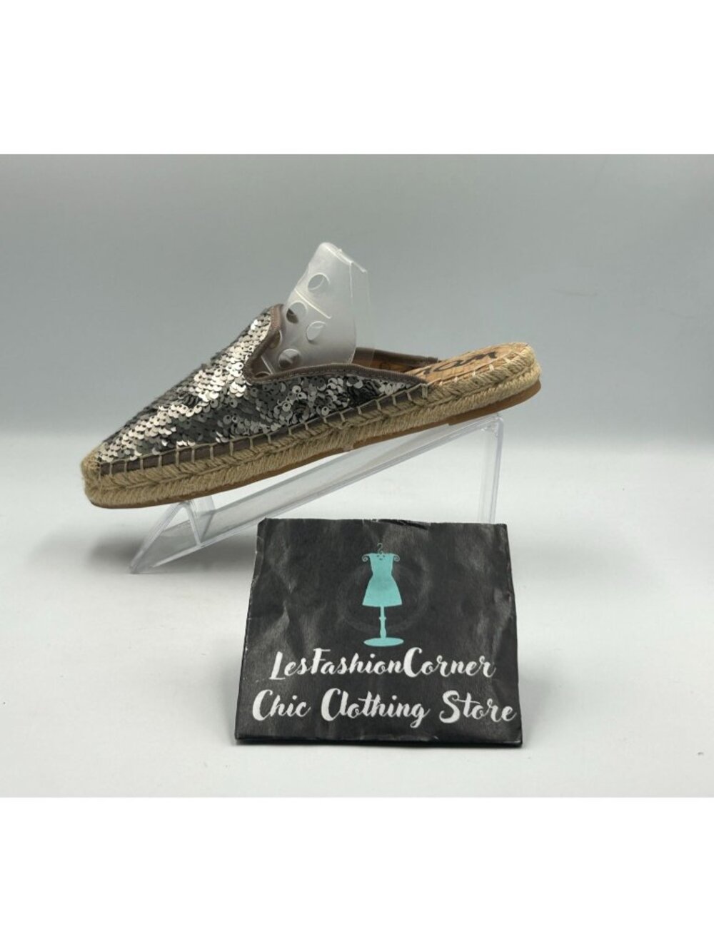 Sam Edelman Women's Pewter Sequin Kerry Espadrille Mules Shoes Size 6 3348 - Picture 14 of 16